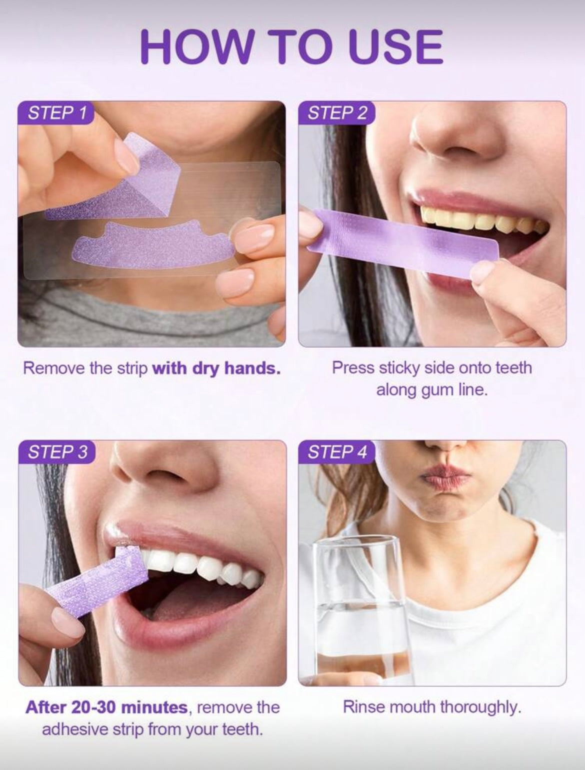 Purple teeth whitening strips (14 strips)